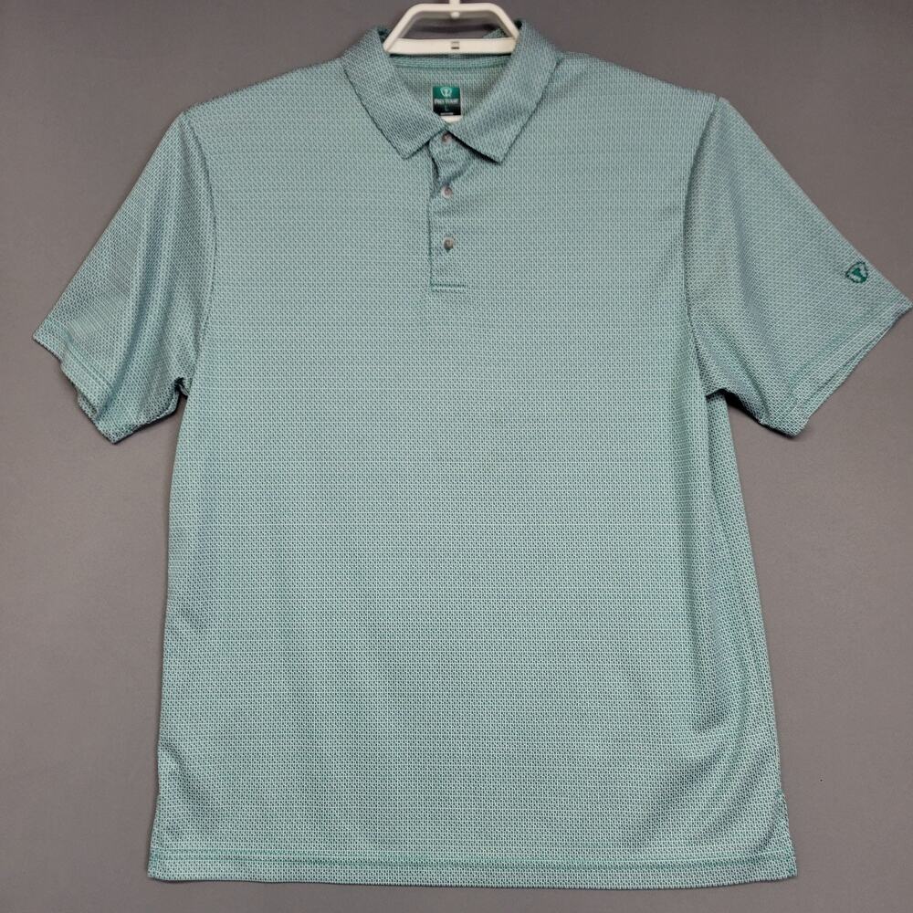 Pro Tour Coolplay Polo Golf Shirt Mens L Green White‎ Geometric Short SLeeves